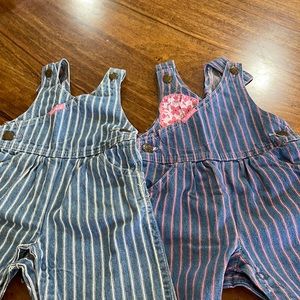 VINTAGE OSHKOSH BABY BUNDLE. Pinstripe denim, size 6-9 months, made in the USA.